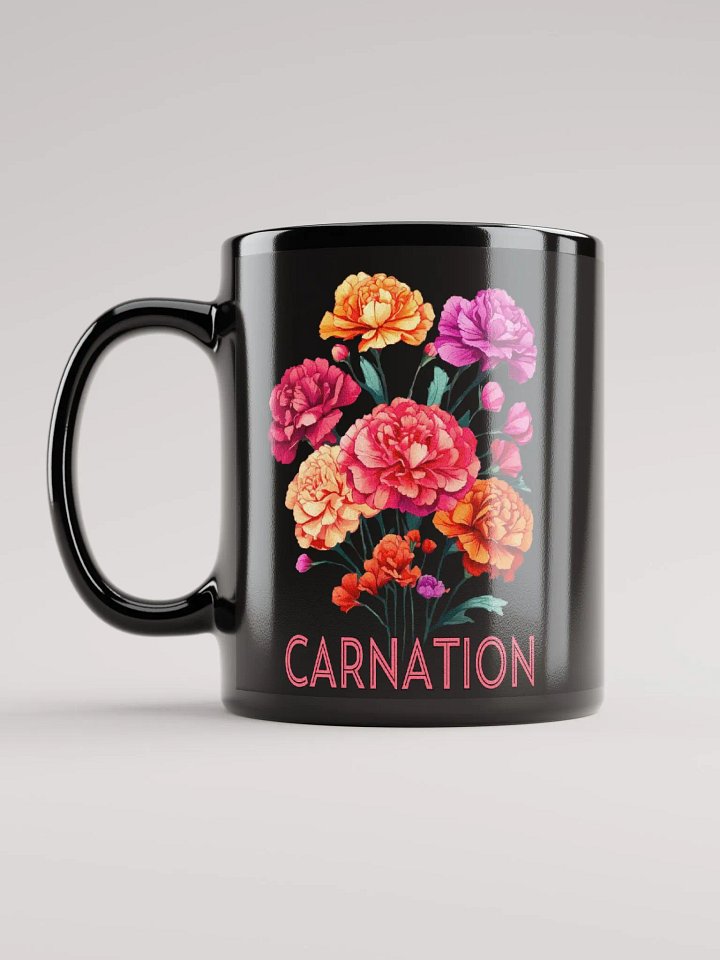 Floral Graphic | Black Coffee Mug | Carnation product image (1)