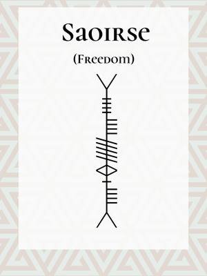 Ogham Word of the Day: Saoirse 🌿   In Irish, Saoirse means freedom or liberty — a powerful word that carries centuries of cultural resonance. Written in the ancient Ogham script, it connects modern values with Ireland’s oldest alphabet. ✨   Learn more about Ogham and explore its living legacy at 👉 oghamlore.com   #fyp #learnwithtiktok #ogham #Ireland #Saoirse #CelticHeritage #TikTokEducation 
