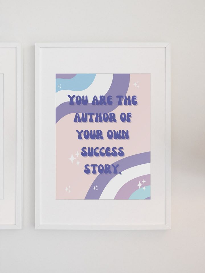 Pastel Rainbow Motivational Poster, Inspirational Success Story Wall Art, Positive Quote Print, Personal Growth Office Decor, Empowerment product image (1)
