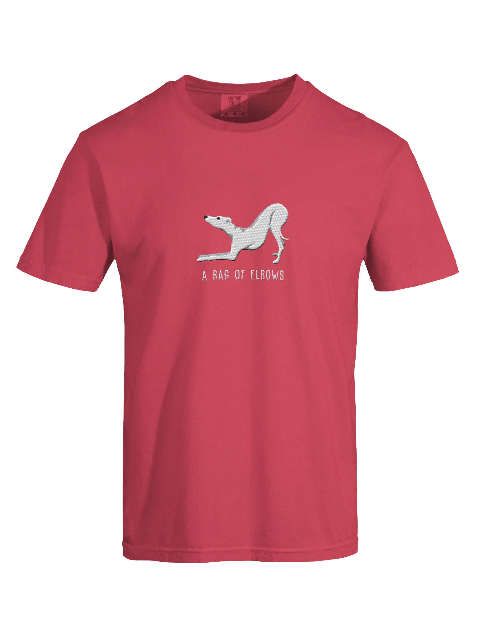 A Bag of Elbows T-Shirt(Embroidered) of an Italian Greyhound(White) product image (47)