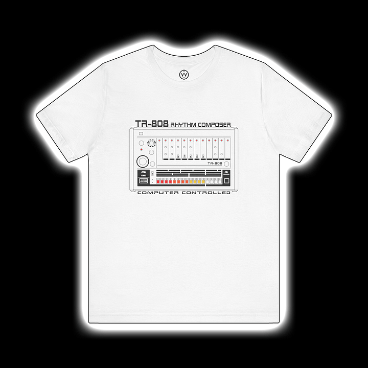 TR-808 T-Shirt - Roland 808 Rhythm Composer Drum Machine by Vintage Voltage (BLACK PRINT) product image (1)