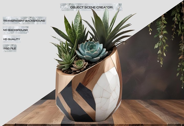 Earthly Symphony – Boho Chic Pot with Plant PNG product image (2)