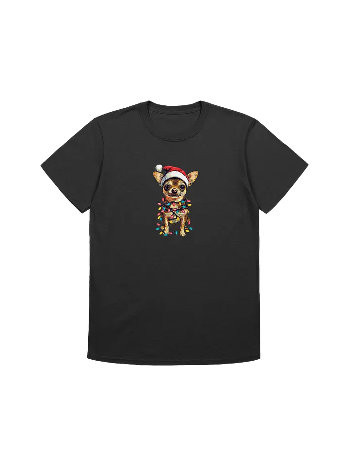 Cute Santa Chihuahua Tangled In Colorful Christmas Lights Unisex Christmas T-Shirt product image (2)