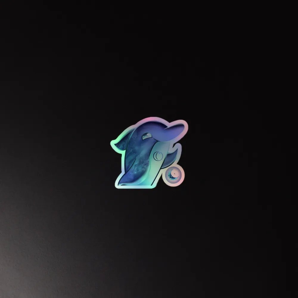 CELESTIAL MOON DOLPHIN - HOLOGRAPHIC STICKER product image (2)