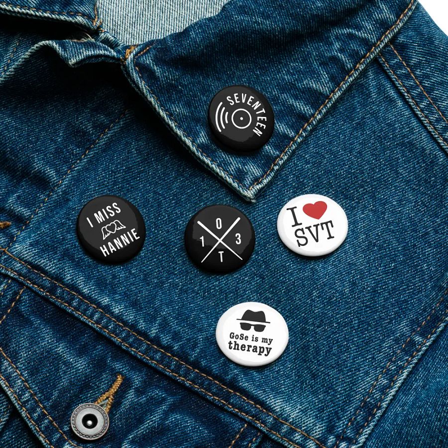 Seventeen Fan Buttons / Pinbacks - Minimalist - Set of 5 product image (11)