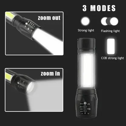NKZ Home Rechargeable with Back Lamp Long Range Power 6 hrs Torch Emergency Light (Black) product image (2)