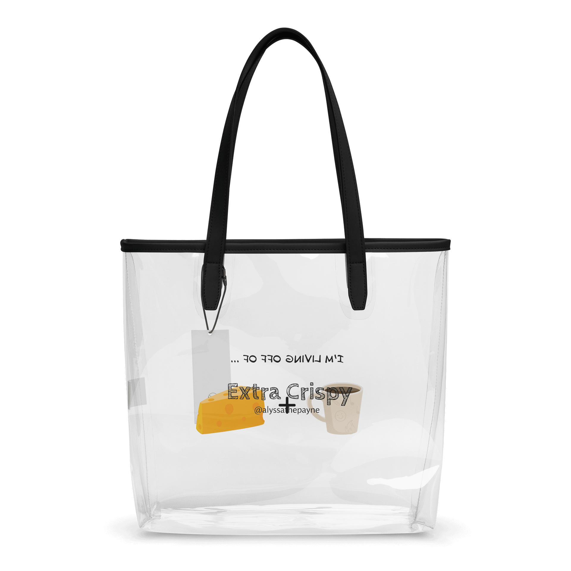 LIVING OFF OF COFFEE AND CHEESE (clear tote bag) product image (2)