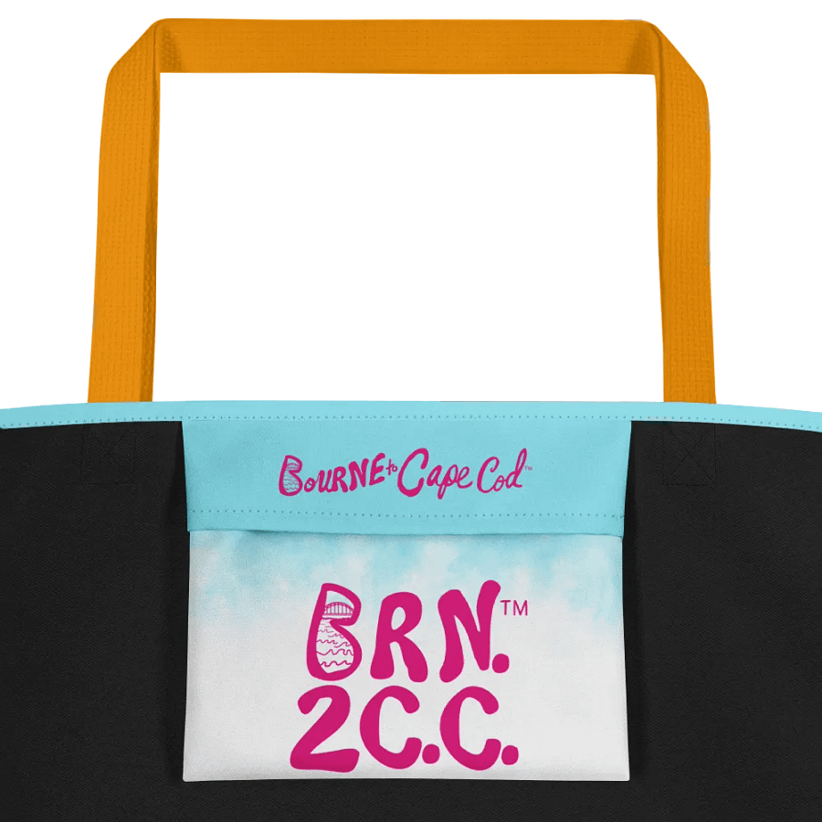 BOURNE to Cape Cod™ | Large Tote Bag with Pocket | Coastal Classic | All-Over Logo Print | Pink Logo | Patriotic Pastels product image (3)