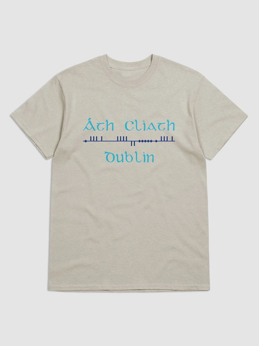 Dublin/Áth Cliath light blue and navy Scholastic style Ogham printed T-shirt product image (1)
