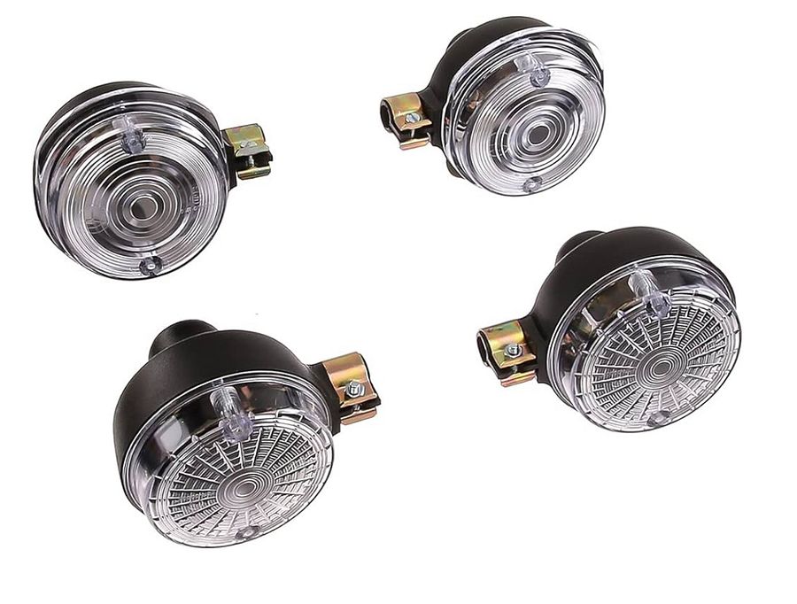 NM Set: 4 Blinker rund in Schwarz mit weißem Glas product image (1)