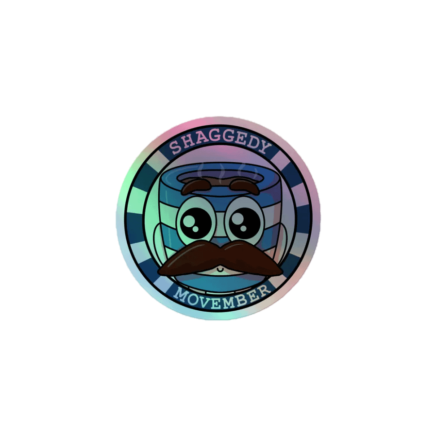 Muggsy Movember Badge Holo Sticker (Single Sticker) product image (1)
