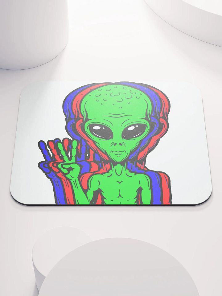 Alien Peace Sign Desk Mat product image (1)