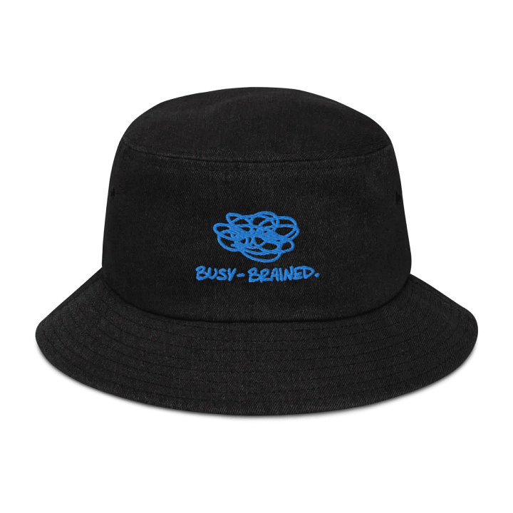 BUSY-BRAINED (teal) embroidered denim bucket hat product image (1)