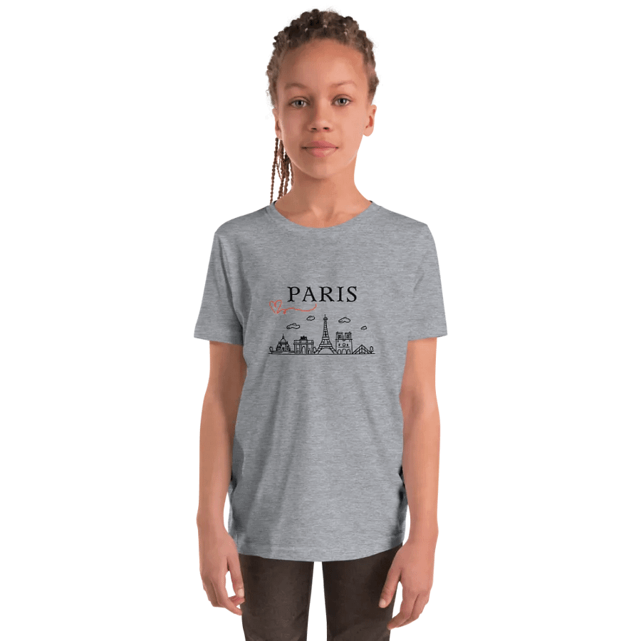 Love Paris with Monuments Youth T-Shirt | Black Ink product image (12)