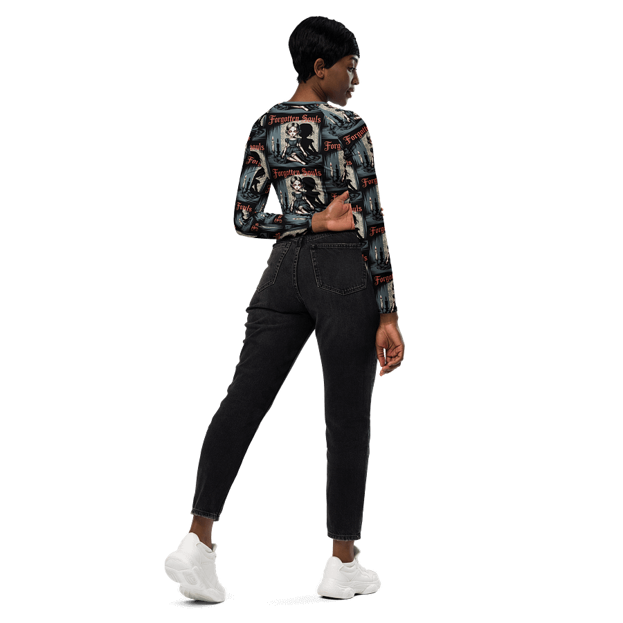 Midnight Veil Designs Gothic All-Over Print Long Sleeve Crop Top - Forgotten Souls Black product image (6)
