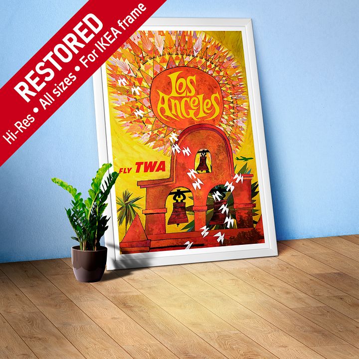 Los Angeles, USA, TWA 1950s — retro vintage travel poster, retro travel art, retro travel wall art product image (1)