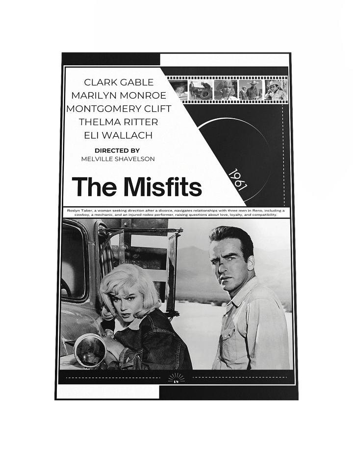 The Misfits with Marilyn Monroe, Clark Gable and Montgomery Clift 1961 | Movie Poster | 12x18 Wall Art product image (1)