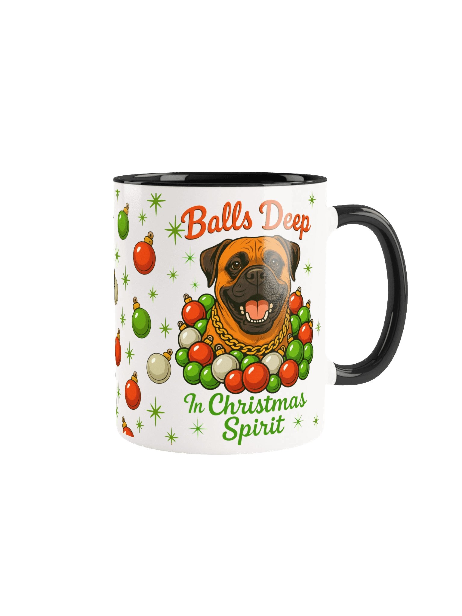 Funny Dog Lover Mug –"Balls Deep In Christmas Spirit"– Funny Dog Lover Mug, Holiday Gift for Dog Lovers, Bullmastiff Retro Christmas Mug product image (2)
