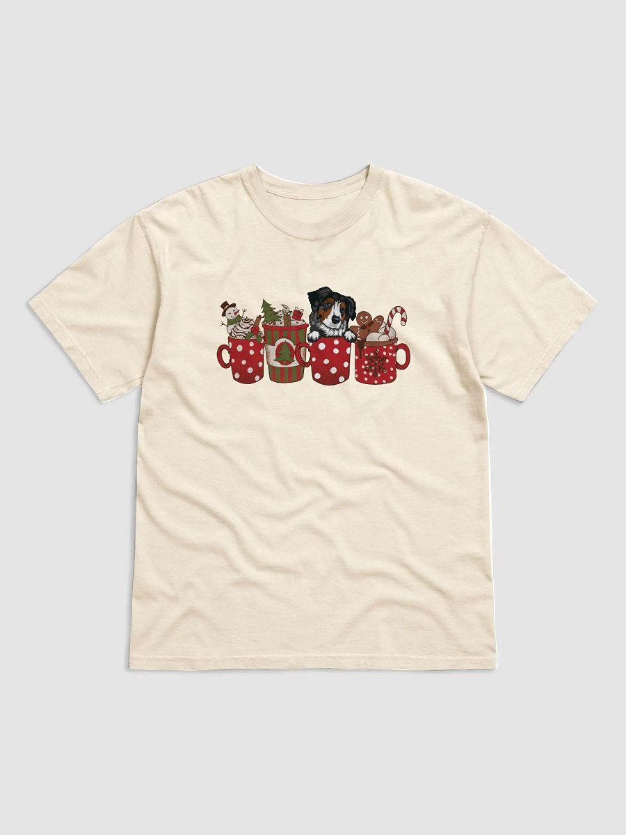 Cute Australian Shepherd(Tricolor) in a Christmas Cup T-Shirt | Funny Christmas Aussie Pup in a Cup product image (14)