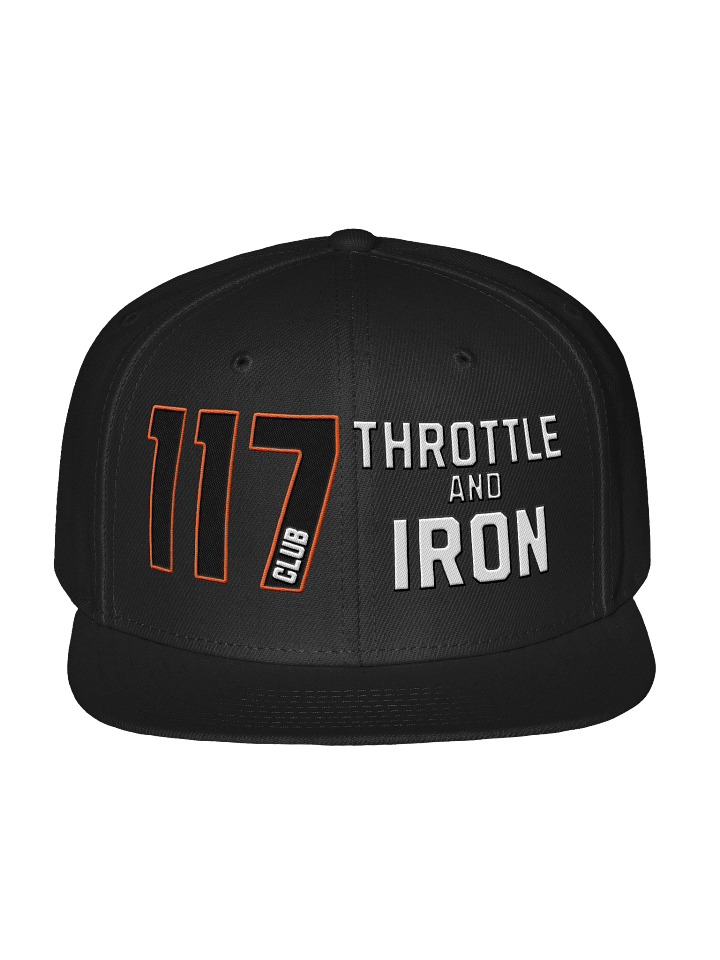 Club 117 Throttle & Iron Snapback Hat — Orange Outline (HD) Edition product image (1)