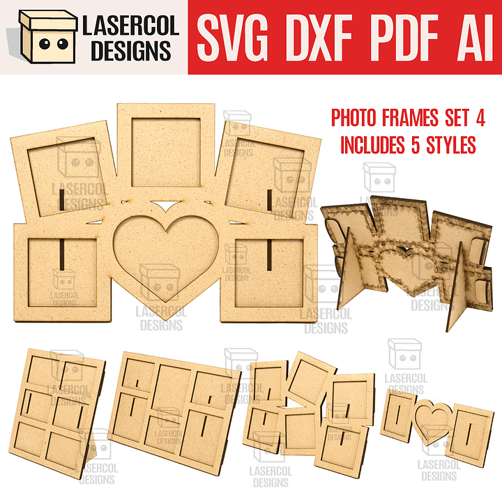Photo Frames Set 4 (5 Styles) - Laser Cut Files product image (1)
