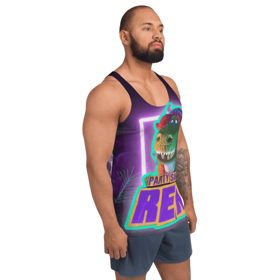 Partysaurus Rex Neon All Over Print Tank Top product image (4)
