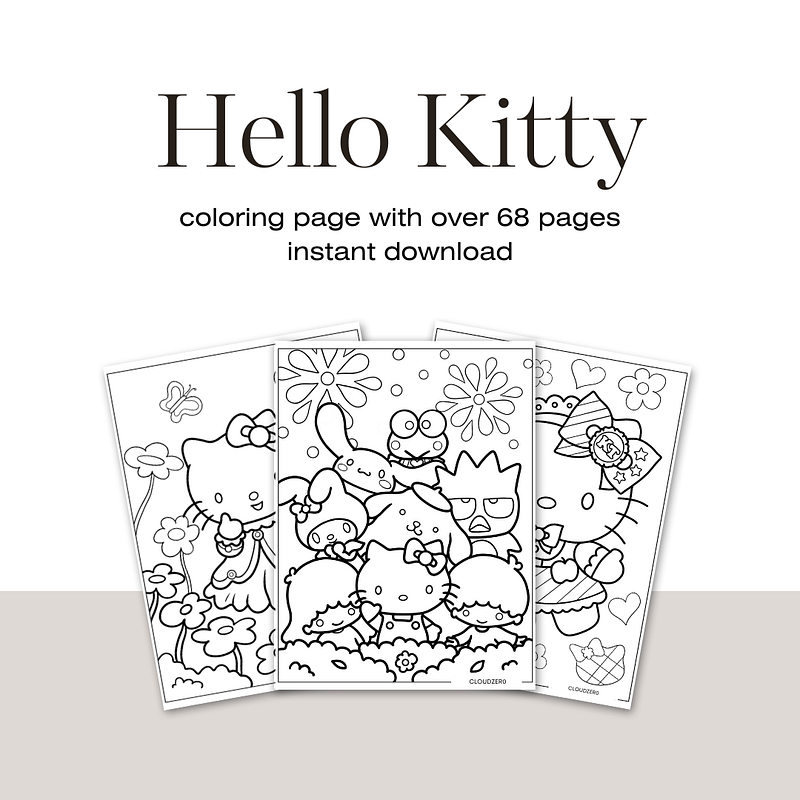 Hello kitty coloring pages with over 68 pages