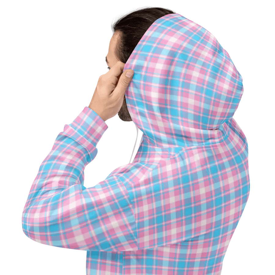 Baby Blue, Pink, and White Plaid Hoodie product image (8)