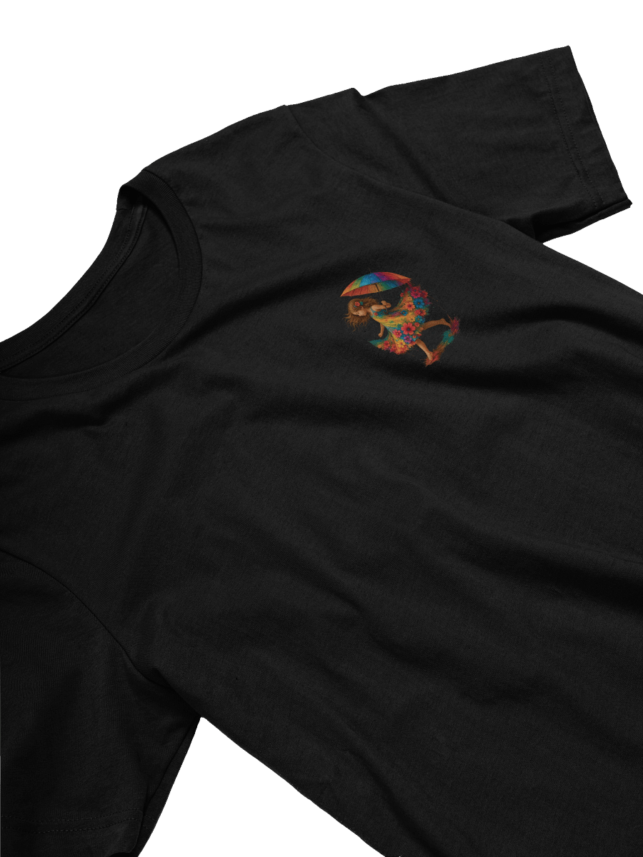 Rainbow Umbrella Girl T-Shirt – Boho Floral Artistic Naturecore Tee product image (3)