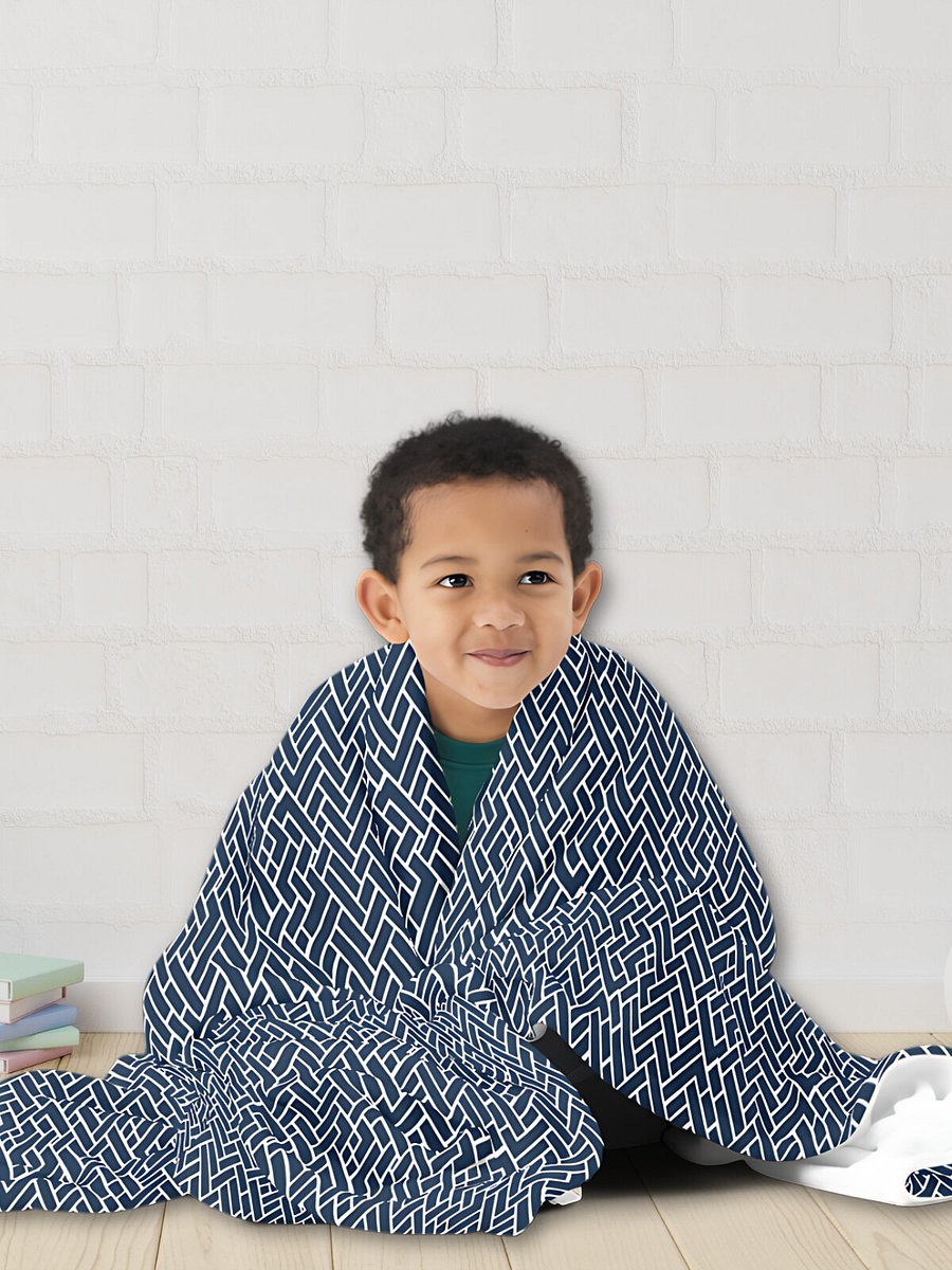 Desert Sand Blue Herringbone Throw Blanket product image (3)