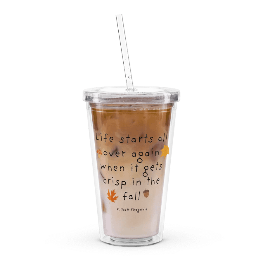 Fall-Inspired Double Wall Clear Plastic Tumbler with Motivational Autumn Quote product image (8)