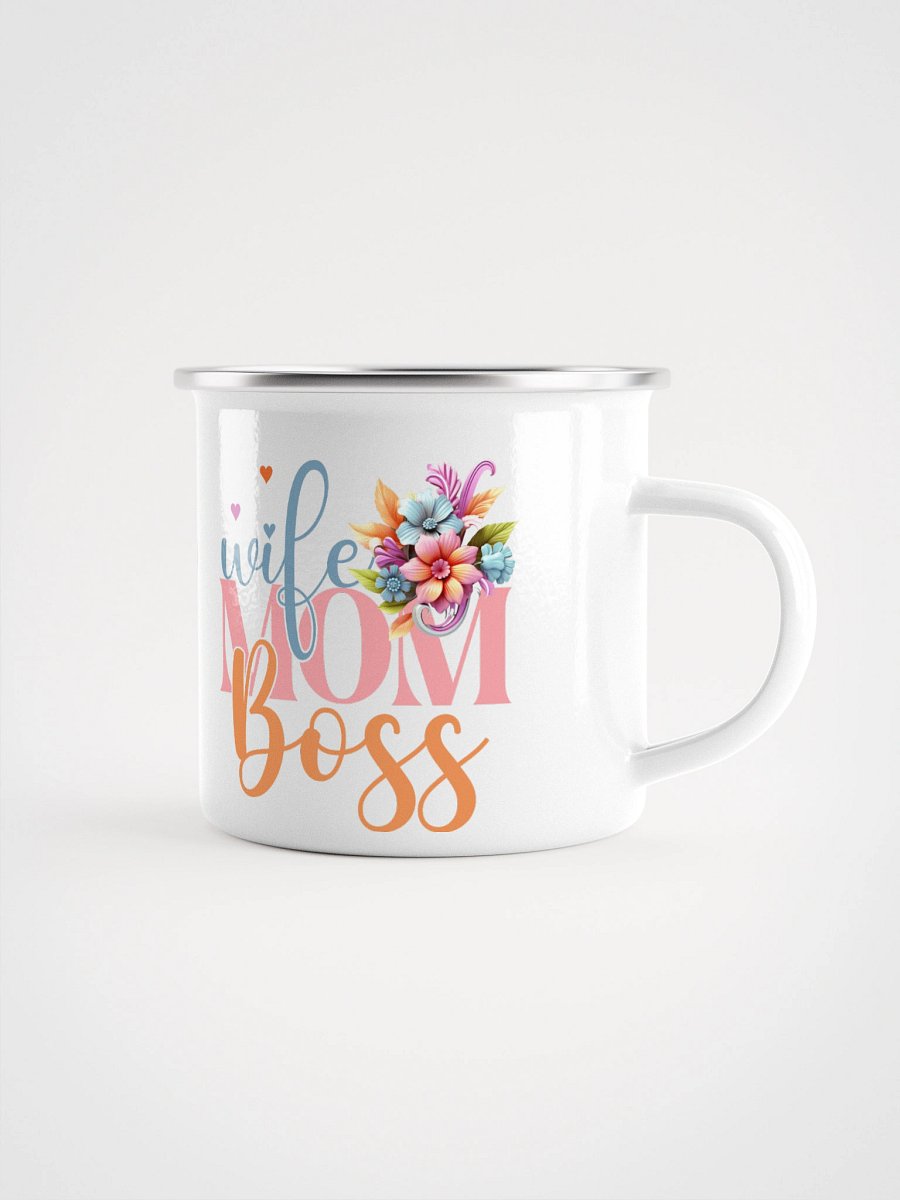 Wife Mom Boss Floral Enamel Mug product image (1)