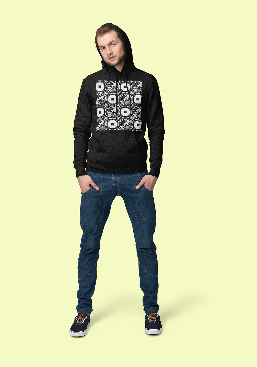 Abstract Monochrome Pattern Shapes and Squares Unisex Pull Over Hoodie product image (2)