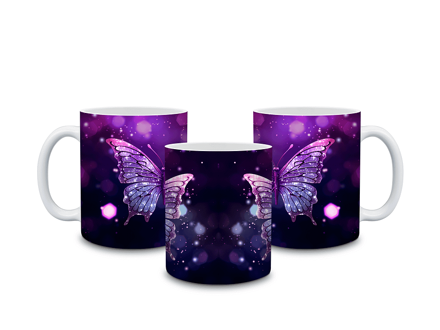 Glittery Butterfly 11oz Coffee Mug – Elegant Purple Butterfly Design Ceramic Cup – Perfect for Coffee, Tea, and Butterfly Lovers product image (4)