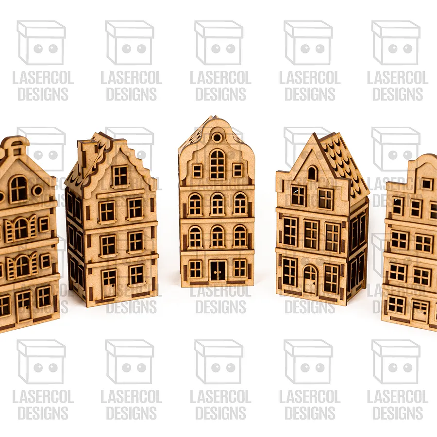Christmas Houses Set 1 (5 Styles) - Laser Cut Files product image (10)