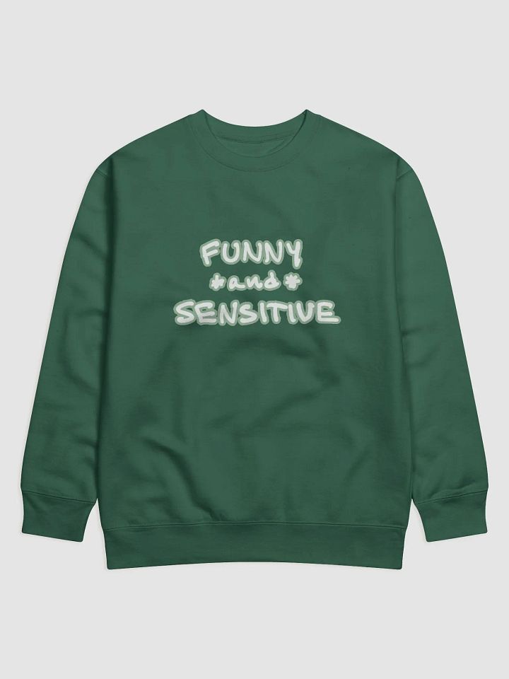 FUNNY *and* SENSITIVE (lined design, #96B697) Premium Cotton Crewneck product image (1)
