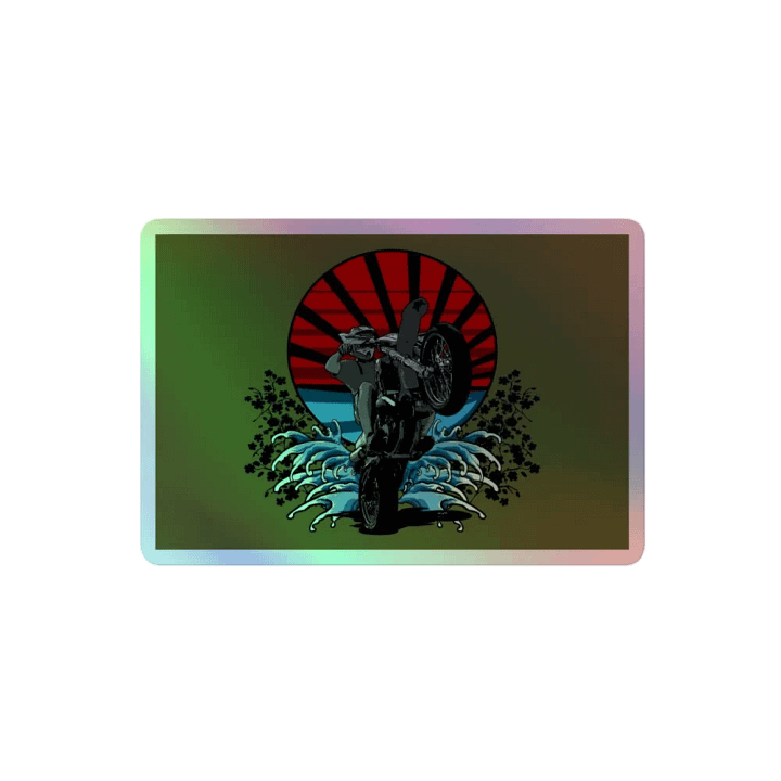 Motorbike wheelie - holographic kisscut sticker product image (2)