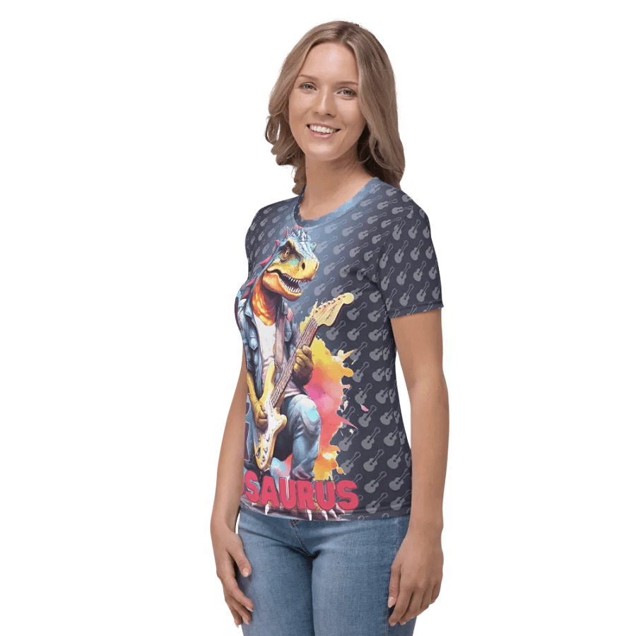 Rockosaurus Dinosaur Playing Guitar All Over Print T-shirt product image (4)