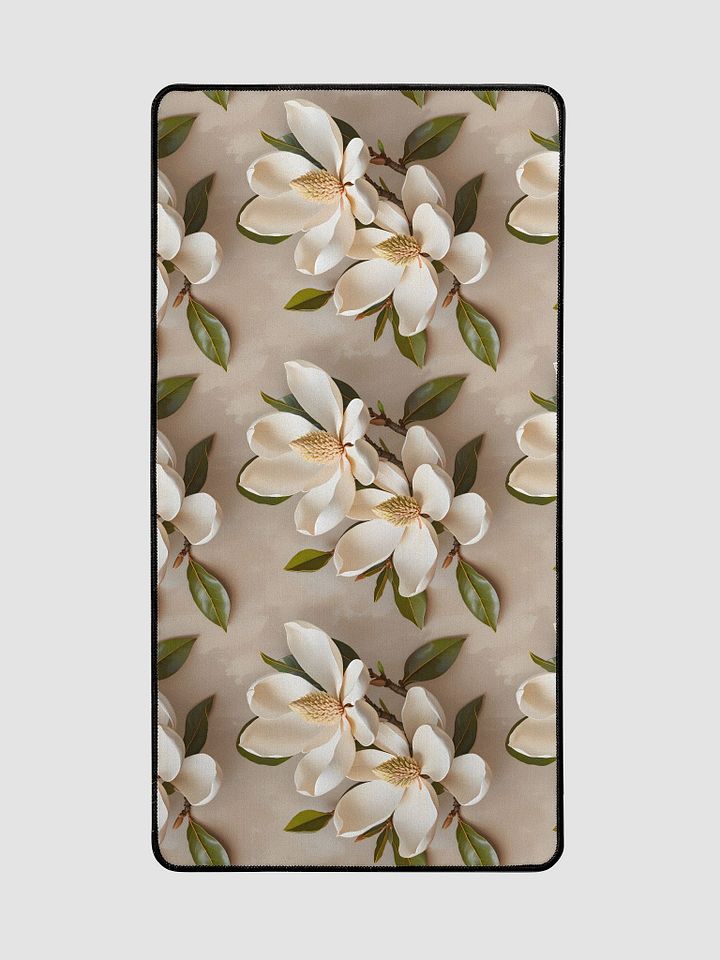 Desk Mat (31.5x15.5 inches) - Magnolia Pattern on a Painted Beige Background product image (2)