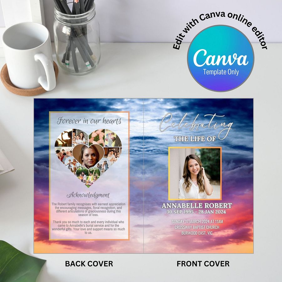 Magic Sky Funeral Program Canva Template product image (5)