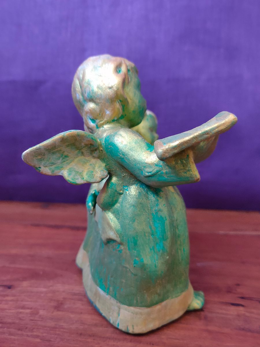 Dupla de Anjos Cantores Verdes - Exclusiva, Pintada à Mão product image (7)