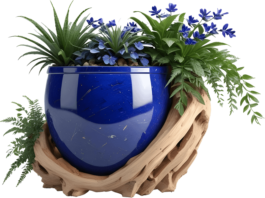 Wood & Lapis Elegance – Vase PNG product image (1)
