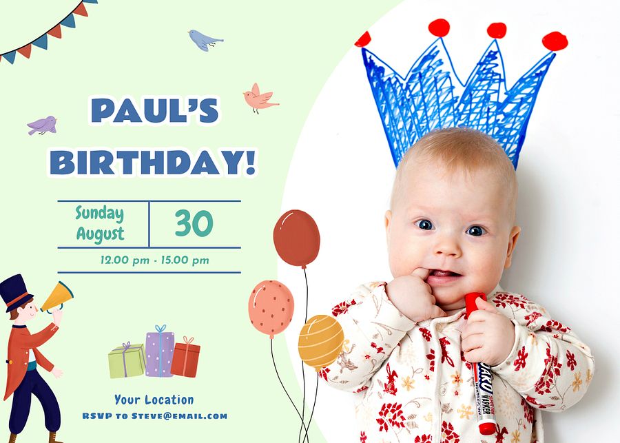 Circus Theme Birthday Invitation Card PSD product image (4)