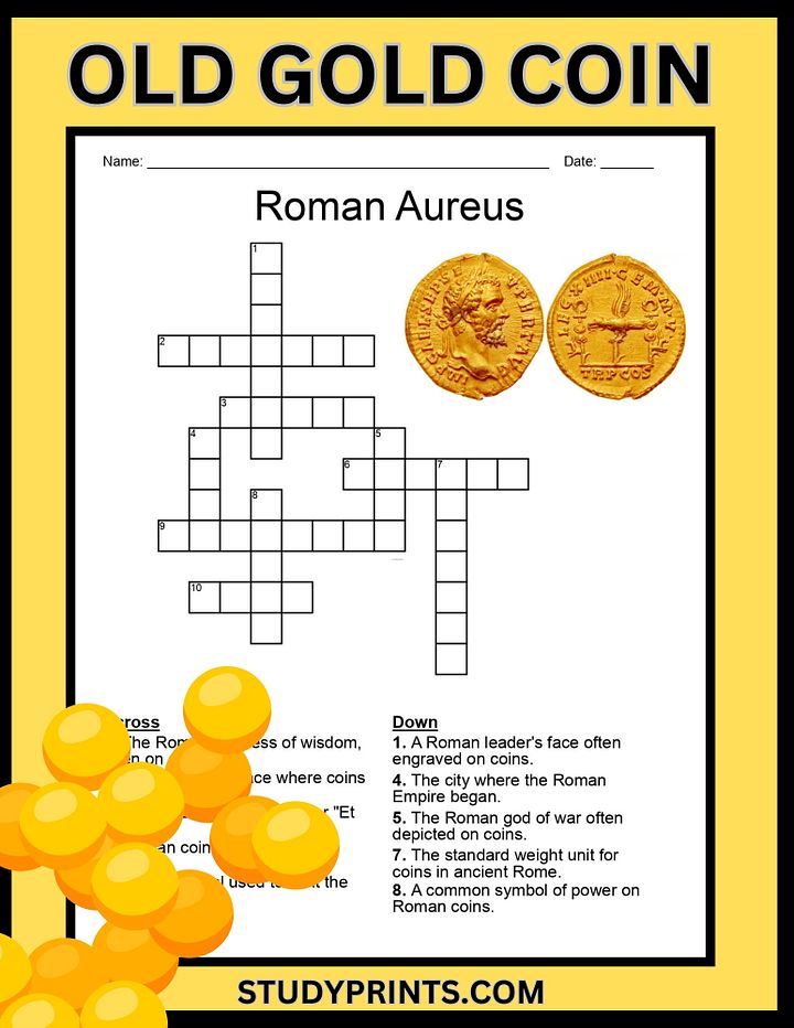 Old Gold Coin Crossword Puzzle - Roman Aureus product image (1)