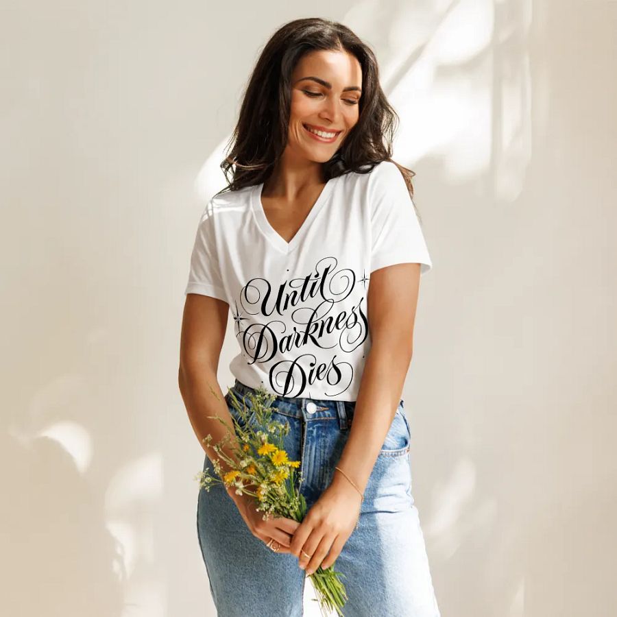 Until Darkness Dies (simple design) Bella+Canvas Women's Relaxed V-Neck T-Shirt product image (11)