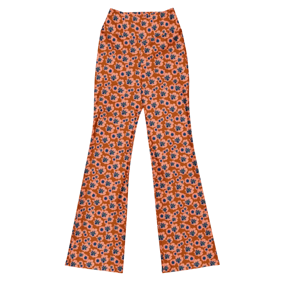 Burnt Orange and Blue Floral Flare Leggings product image (12)