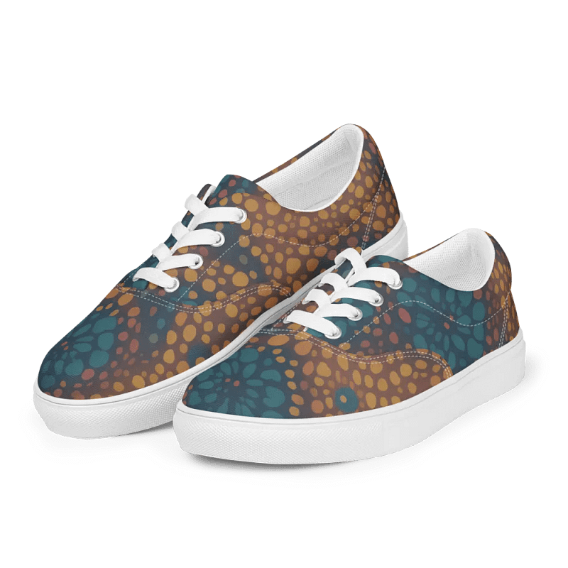 Abstract Floral Lace-Up Canvas Shoes