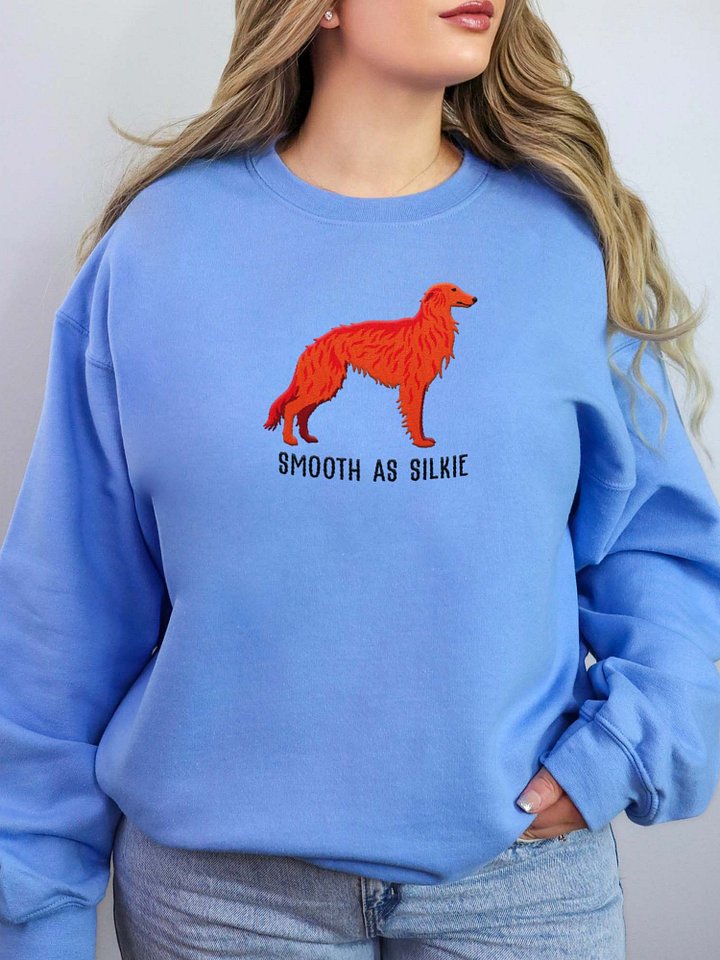 Smooth as Silkie Sweatshirt (Embroidered) of a Silken Windhound(Red) product image (2)