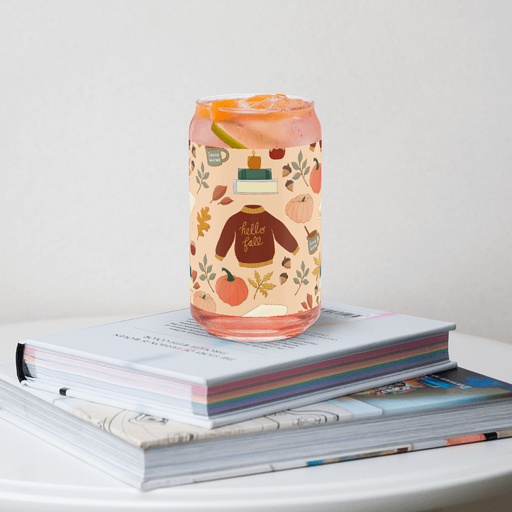 Cozy Fall Pattern Glass Tumbler product image (1)