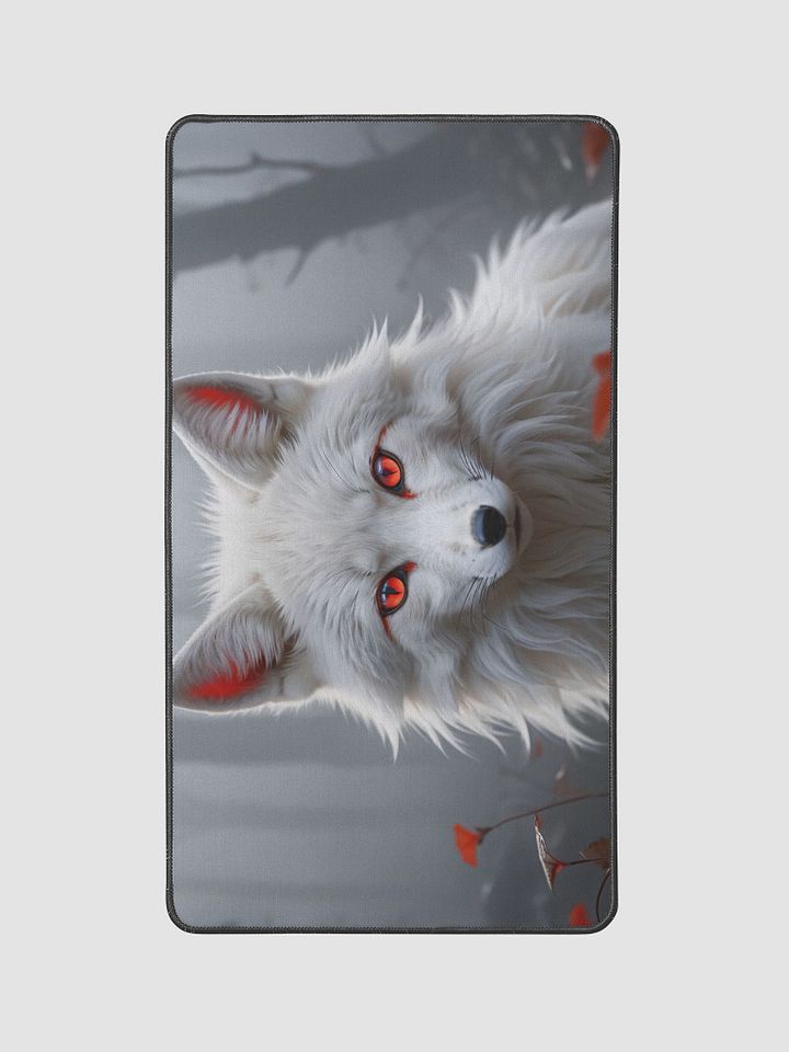 Mystical White Fox Deskmat | Enchanting Red-Eyed Fox Design product image (2)